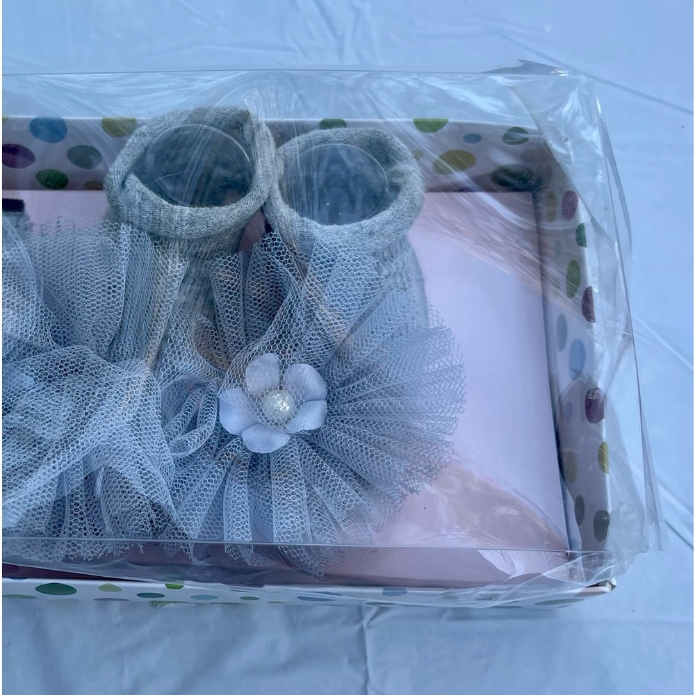 Little Me booties set with head piece